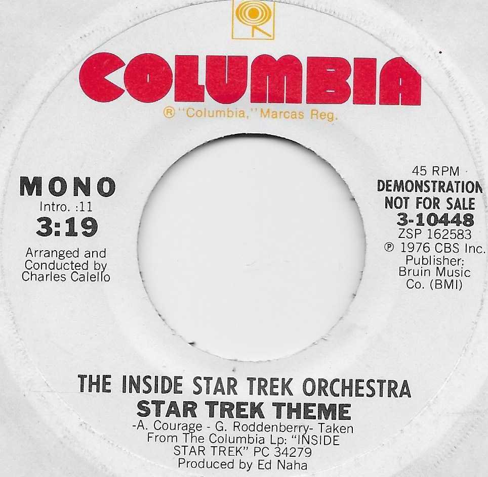 3 - 10448 Star trek Alexander Courage / Gene Roddenberry / The Inside Star Trek orchestra from the BBC records and Tapes library Label